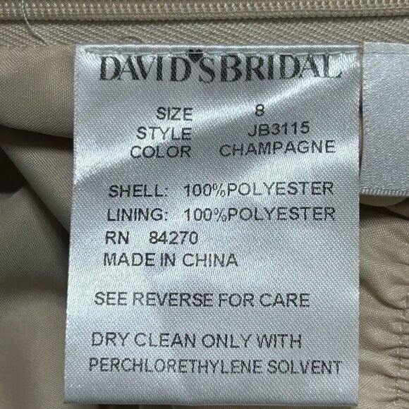 Davids Bridal Formal Bridesmaid Dress Size 8 Champagne Sleeveless Chiffon A-line - Picture 10 of 11